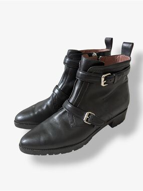 Tabitha Simmons Windle Black Leather Pointed Toe Ankle Boots